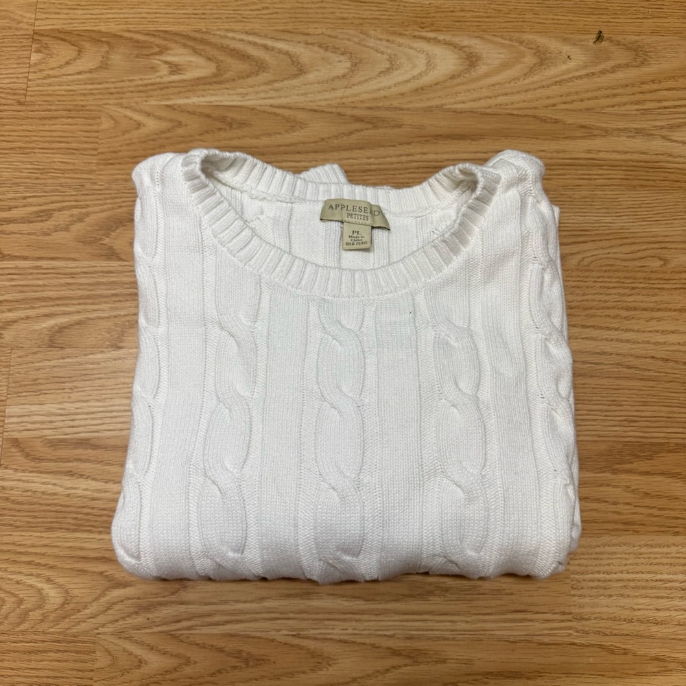 Vintage Appleseeds Cable-Knit Cotton Sweater